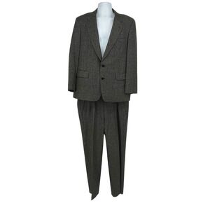 Jones New York Mens Wool Suit Gray Two Piece Blazer‎ Trousers Set